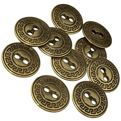 Imagen de AERZETIX C56621 Juego de 10 Botones coser metálicos Ø20mm con 2 agujeros apertura 3mm color oro antiguo mercería costura ropa artesanía vaqueros jeans