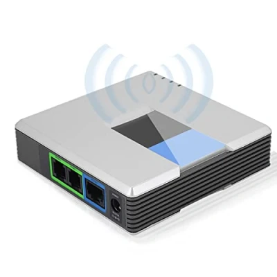 Imagen de Adaptador de Tel¨Fono Internet por fax con Puerto Rip 45 Puertos Dobles VOIP Gateway Cable RJ [UE (100 240V)]