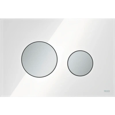 Imagen de TECE 9.240.659 Loop 9240659 Pulsador para Inodoro (Cristal Blanco, Teclas cromadas, tecnología de Dos cantidades, manejo Desde Arriba y hacia Delante)