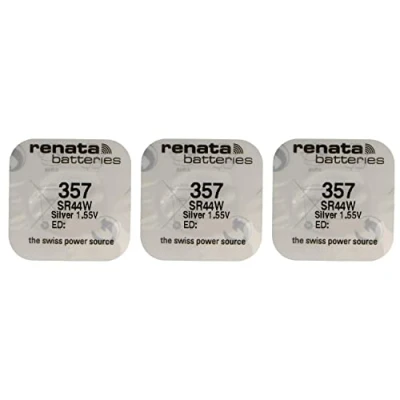 Imagen de RENATA Lote de 3 pilas botón plateado óxido 357/SR44W 0% mercurio