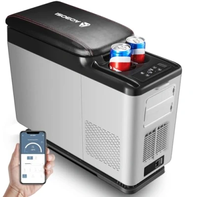 Imagen de AAOBOSI 15L Nevera Portátil, 12V Compresor 20℃ a 20℃, Eléctrica Refrigerado para Coche, Camión, Barco y Autocaravana