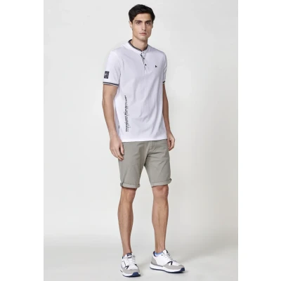 Imagen de Polo de Hombre Algodón Color Blanco con Cuello Redondo