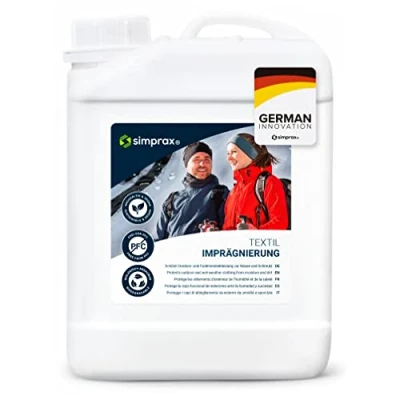Imagen de simprax® Spray Impermeabilizante para Ropa y Tejidos ecológico con aclarado técnica/de Exterior como Gore Tex &amp; Sympatex Lavado en Lavadora o a Mano 2,5L