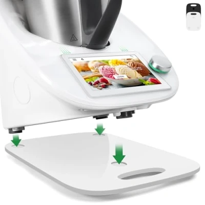 Imagen de Inwee tabla Deslizante para Thermomix TM6 TM5, Estable y Fácil de Mover, Base deslizante,Protege la Balanza su Vorwerk Thermomix, Accesorios Acrílico, con Asa (Blanco)