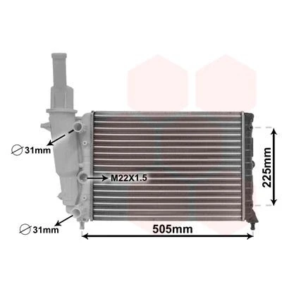 Imagen de VAN WEZEL 17002138 Radiador, refrigeración del motor Aluminio 435 322 23 Aletas unidas mecánicamente FIAT: Punto I Hatchback