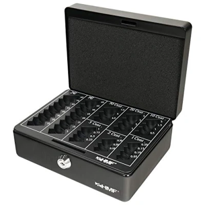 Imagen de HMF 308 02 Caja de caudales, para monedas 20 x 16 9 cm, negro