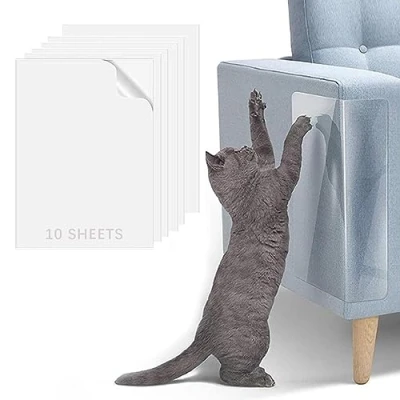 Imagen de 10 Piezas Protector Sofa Gatos Arañazo,Protector De Muebles Gatos,Protector Arañazo Gatos,Cinta Adhesiva Anti Arañazos Puertas Transparente Autoadhesivas Gato