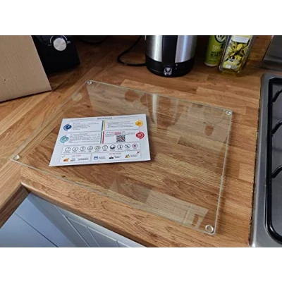 Imagen de Tabla de Cortar Vidrio 40 x 30 cm: Protector Encimera para Cocina Templado Duradero e Higiénico, Resistente a Arañazos TRANSPARENTE