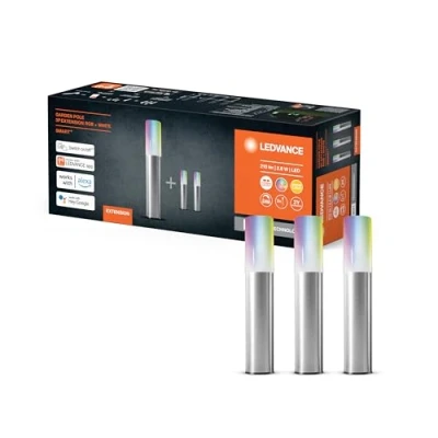 Imagen de LEDVANCE Smarte LED Gartenleuchte mit WIFI Technologie, Erweiterungspaket 3 Garten Poles für Außen, RGB Farben änderbar, Kompatibel Google und Alexa Voice Control, SMART+ GARDEN POLE