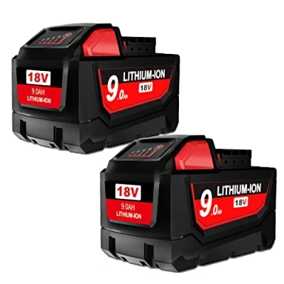 Imagen de 2 baterías de repuesto M18 18 V 9,0 Ah Li Ion para Milwaukee Batería compatible con M18B 48 11 1840 1828 1820 1815 1850