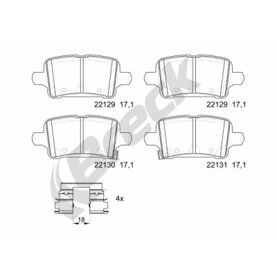 Imagen de BRECK 22129 00 704 Juego de pastillas freno con avisador acústico desgaste accesorios OPEL: Astra K Hatchback, Sports Tourer