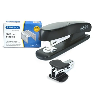 Imagen de Rapesco 1472 Germ Savvy Antibacteriano, Grapadora Sting Ray con Quitagrapas R4 y Grapas B/5000 26/6 mm, Negro