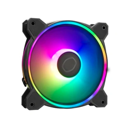 Imagen de Cooler Master MasterFan MF120 Halo2 ARGB Ventilador de Caja y Refrigerador, Doble Anillo Iluminación ARGB, Rodamiento Rifle, Aspas Air Balance con Sensor Protección Driver IC Actualizado, 120mm