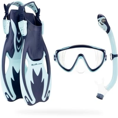 Imagen de Cressi Tinetto Rocks Dry Set Snorkeling Sets, Navy/Cian, S/M