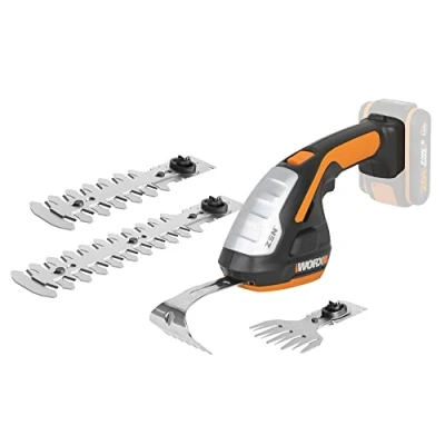 Imagen de Cortasetos de Mano 20V Máx. WORX PowerShare WG801E.91 No Incluye batería ni Cargador Multifunción, Tijera césped, Azadilla, arreglasetos Accesorios