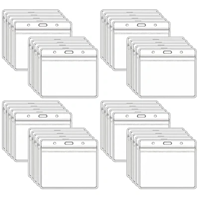 Imagen de HAOBIN 40 Piezas Funda De Tarjeta IdentificacióN Transparente Titulares Etiquetas Nombre PláStico Horizontales Etiqueta Tarjetero Blando Para