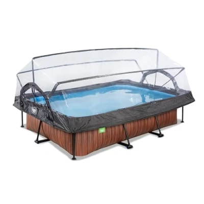 Imagen de Piscina con Bomba de filtración y cúpula para niños Exit Toys Wood 300 x 200 65 cm