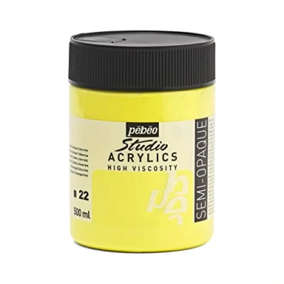 Imagen de Pebeo Acrílico Fine Studio Pintura Acrílica, 500 ml, Amarillo (Amarillo Cadmio Limón Imitación)