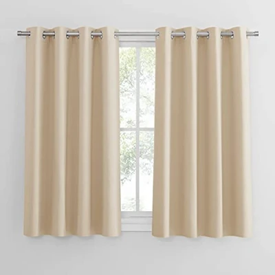 Imagen de PONY DANCE Cortinas Salon Modernas Opacas Termicas con Ojales Aislantes Frio y Calor, 2 Piezas, 132x137 CM, Beige Oscuro