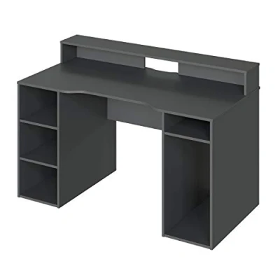 Imagen de Habitdesign Mesa Gamer, de Ordenador, Modelo Ozone, Acabado en Gris Antracita, Medidas: 136 cm (Largo) x 67 (Ancho) 73 88 (Alto)