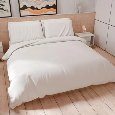 Imagen de PETTI Artigiani Italiani Funda nórdica de una Plaza y Media, Fundas Almohada Microfibra, Color Blanco Liso, 100% Made in Italy