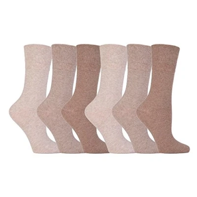 Imagen de Gentle Grip 6 pares calcetines diabeticos mujer sin goma elastico estampados 37 42 eur (Beige)
