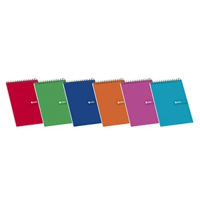 Imagen de Enri, Bloc de Notas Pequeño con Espiral, Tapa Blanda, Cuadrícula 4x4, Formato 12º (12,3 x 8,4 cm), 80 Hojas, Pack 10 Libretas, Color Surtidos