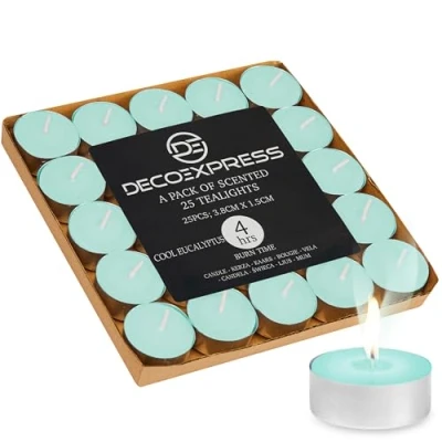 Imagen de Velas 2024: Cada vela está diseñada para proporcionar una experiencia segura y saludable. Este pack es excepcional decorar tu hogar sin preocupaciones (Eucalipto 25/4 Horas)