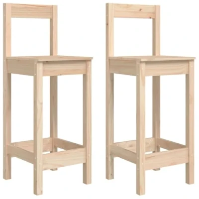 Imagen de vidaXL 2X Taburetes Altos Asiento Silla Comedor Cocina Sala de Estar Salón Bar Bistró Mueble Interior Decoración Madera Maciza Pino