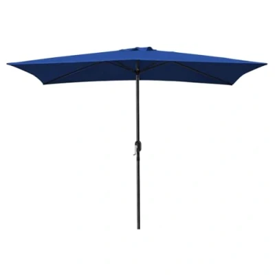 Imagen de Acomoda Textil Sombrilla de Jardín Forro Anti UV 200 x 300cm Parasol Aluminio con Manivela, Toldo Rectangular para Patios y Terrazas (Azul)