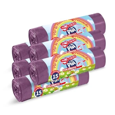 Imagen de HOME LINE 90 Bolsas de basura 40 litros 55 x 65 cm, antiolores con asas para tirar y cerrar recogida selectiva Antigoteo, ultrarresistentes, color rosa