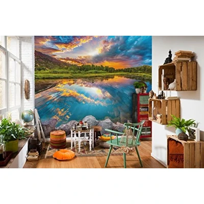Imagen de Komar 1 XXL4 016 368 x 248 cm papel pintado de &quot;Daybreak Scenic (4 unidades), color azul