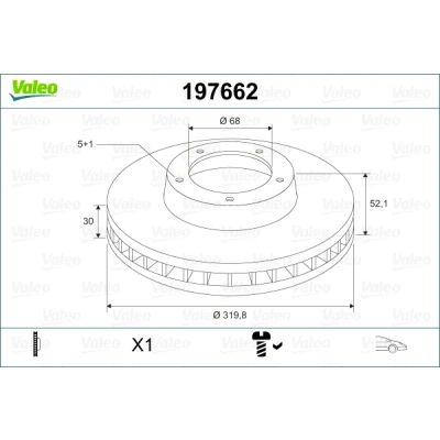 Imagen de VALEO 197662 Disco de freno Eje delantero 320 30 5 ventilado con tornillo AUDI: A5 B8 Coupé, A6 C7 Avant, Q5