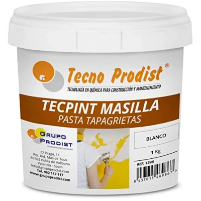 Imagen de TECPINT Masilla pared de Tecno Prodist 1 Kg (BLANCA) relleno Pasta Tapagrietas para reparar o tapar fisuras Lista usar Calidad Profesional