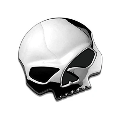 Imagen de EQLEF Calavera 3D Metal para Coches&amp; Pegatinas Motocicletas 7 * 6,8 cm Insignias de Esqueleto Accesorios Forma Maleta automóviles (Plateado)
