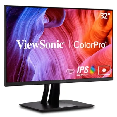 Imagen de ViewSonic VP3256 4K Monitor ergonómico IPS UHD de 32 Pulgadas con biseles ultrafinos, precisión Color, validado Pantone, USB C 60 W