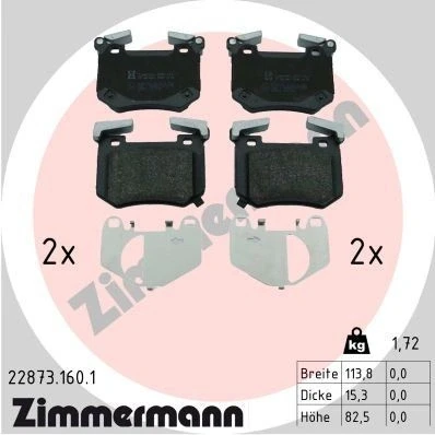 Imagen de ZIMMERMANN 22873.160.1 Juego de pastillas freno con contacto avisador desgaste Foto correspondiente a la entrega, pesos equilibrio