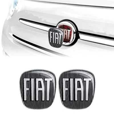 Imagen de Fiat 14186A 2pz Adhesivo 3D Reemplazo Logo Negro para 500, Frontal y Trasero