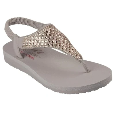 Imagen de Skechers Cali, Sandalia Mujer,Ribete de Diamantes Imitación Mitobuck Taupe, 37 EU