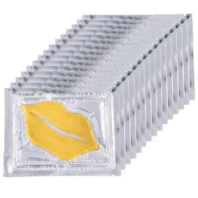 Imagen de 15 Pcs Gold Gel Collagen Lip Mask Moisturizing Plumper Patches Crystal Pads for Anti Wrinkle, Aging, Chapped, Firms &amp; Hydrates Lips