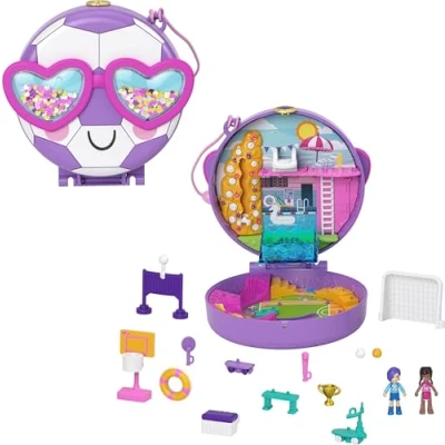 Imagen de Polly Pocket Equipo de fútbol Cofre con Forma balón muñecas y Accesorios, Juguete +4 años (Mattel HCG14)