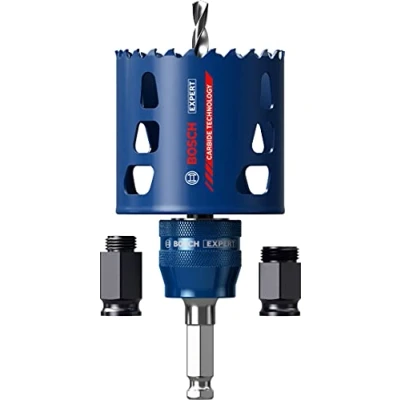 Imagen de Bosch Professional 1x Kits de iniciación sierras corona Expert Tough Material (Accesorios Taladro impacto rotativo), Gris, Starter Set Ø 68 mm
