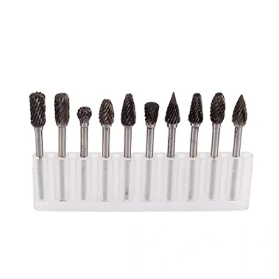 Imagen de Fresas Carburo de Tungsteno,10Pcs Herramienta Brocas Talla Madera Juego Rotativa Acero Tungsteno Sólido para Sinmetálicos Trinchar, Grabado, Perforación Carpintería
