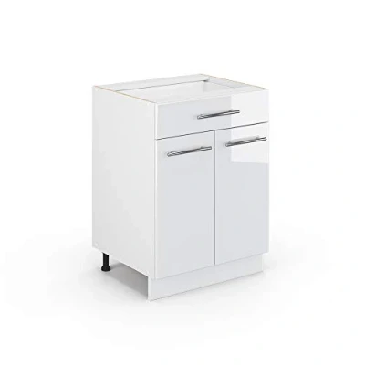 Imagen de Vicco Mueble bajo de Cocina Fame Line, Blanco Alto Brillo/Blanco, 60 cm con cajón, sin encimera