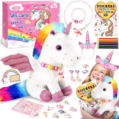 Imagen de MULEVIP Unicornio Juguetes,Unicornios para niñas 29Pcs Niña, Unicornios 3 10 años, Juguetes Peluche Niños 4 5 6 7 Años Regalos Cumpleaños