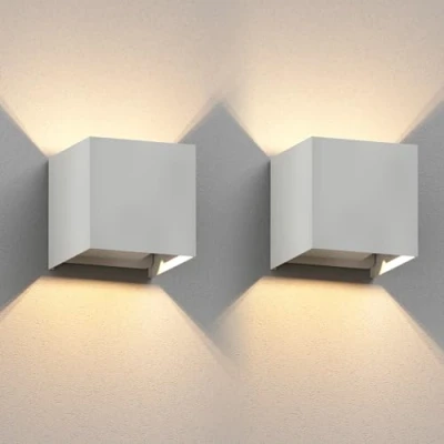Imagen de ledscom.de 2 x Aplique CUBEL para exterior, IP65, up/downlight, blanco mate, angular, 1x G9 máx. 10W