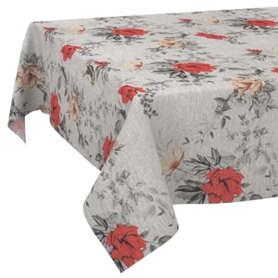 Imagen de ANRO Mantel de Tela para Mesa algodón y poliéster, Lavable, fácil Limpiar, Redondo, Ovalado, Rectangular, Flora, 100 x 140 cm, Borde Corte