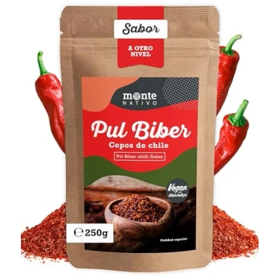 Imagen de Pul Biber Monte Nativo (250 g) Copos de chile picante Aleppo Pepper especias picantes ideales para cocinar Aromatischе y deliciosas turcas