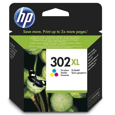 Imagen de Cartucho de tinta HP 302 XL, Tricolor, F6U67AE