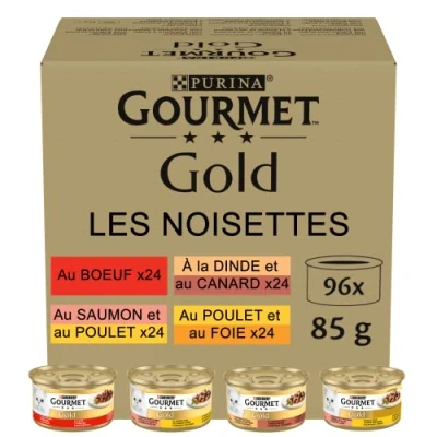 Imagen de Purina Gourmet Gold Bocaditos en Salsa, Comida Húmeda para Gato Pack Surtido, 96 latas de 85g